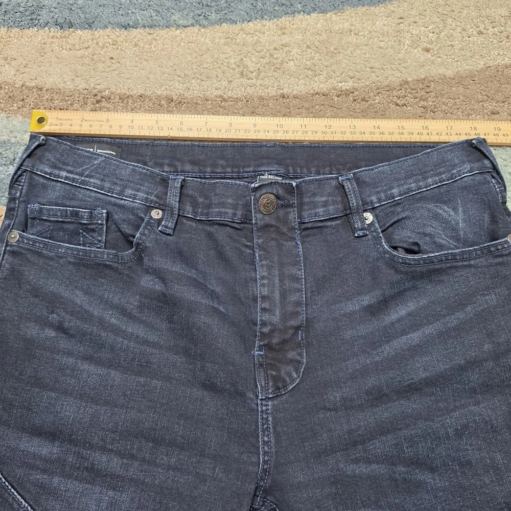 True Religion Rocco Moto Jeans Mens 36 Gray Relaxed Skinny Biker
